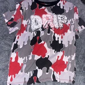 BLACK GREY AND RED CAMO DRIP SHIRT